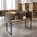 GM040-202 Çift Kişilik Modüler Çalışma Masası – Bölmeli Etüt ve Öğrenci Masası