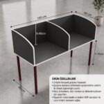 GM040-203 Çift Kişilik Modüler Çalışma Masası – Bölmeli Etüt ve Öğrenci Masası - Görsel 2